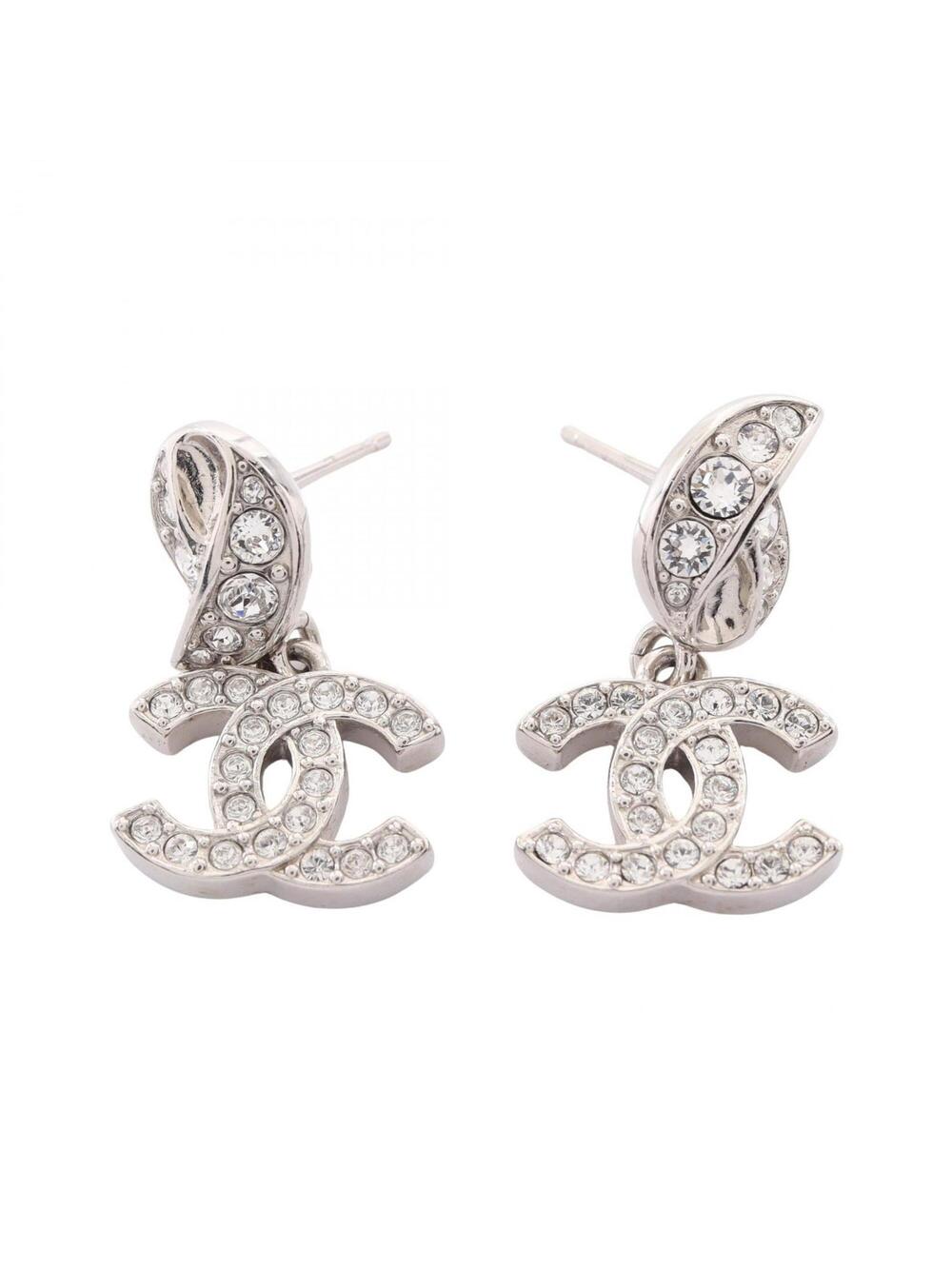 Chanel Cc Logo Earrings Silver-Tone #351471C11B